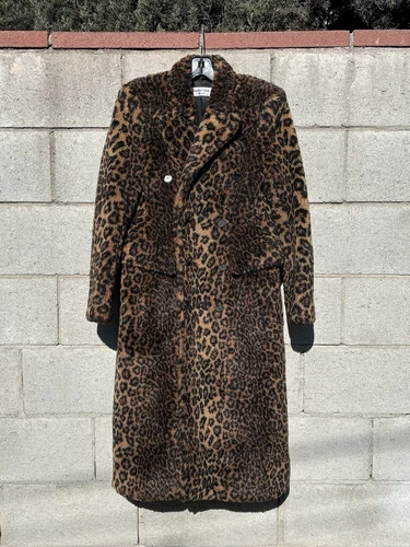 Cappotto pelliccia sintetica Balenciaga stampa leopardata marrone nuovo con etichetta 3950 taglia 36