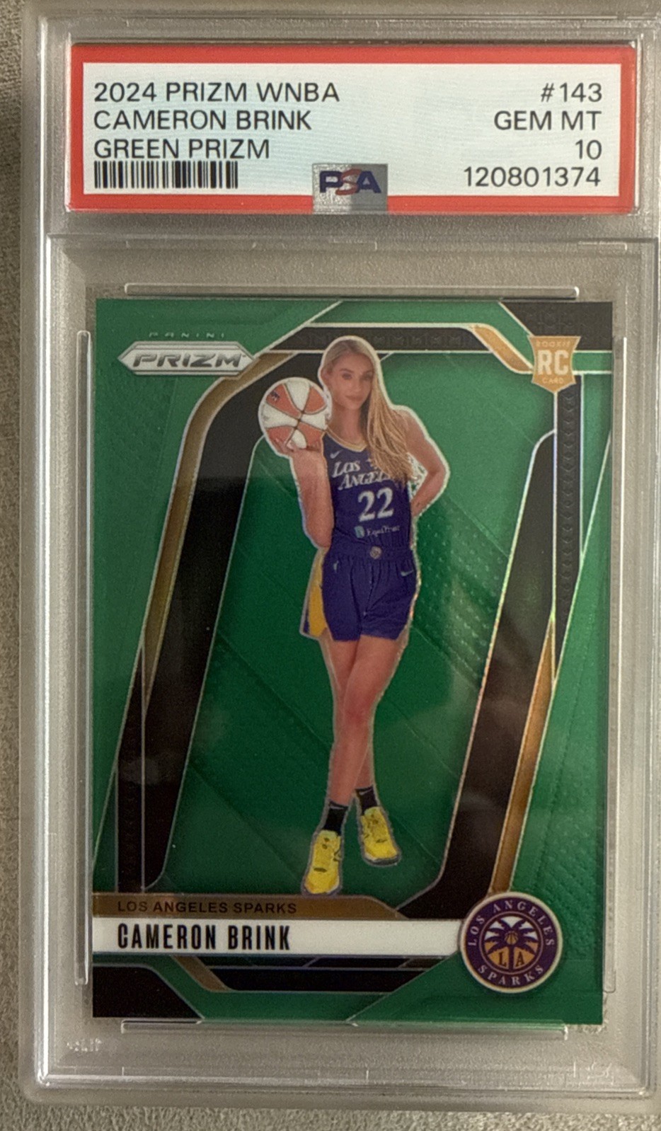 2024 Panini Prizm WNBA Cameron Brink #143 Green Prizm Rookie PSA 10