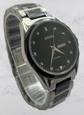 Reloj de cuarzo de dos tonos reacondicionado de lujo Rado Jubile esfera negra con pantalla de fecha/día