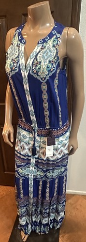 Hale Bob Blue Orange Dress Womens Size Medium