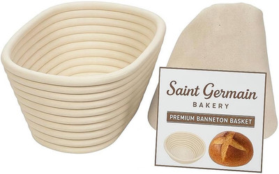 Saint Germain Bakery Premium round Bread Banneton Basket with Liner - Perfect Br