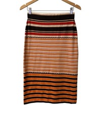Marni x Uniqlo Women’s Stripe Midi Skirt Small Stretch Knit Pink Orange
