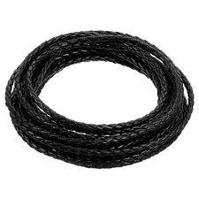 5.5 Yards Genuine Leather Cord 4Mm round Braided Bolo Leather Cord Strip Brai...