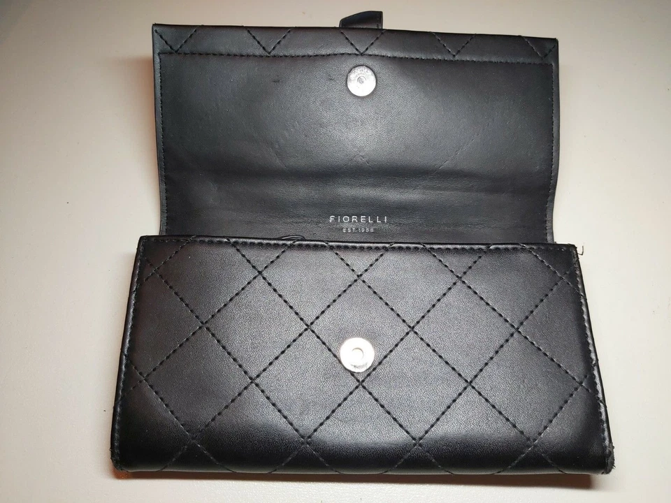 Fiorelli Black faux leather Bifold Wallet Purse Card Holder with a silver buckle - Image 4 of 4