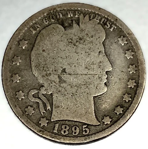1895 P Barber Quarter Dollar 25 Cents Good Circulated Condition - 1854