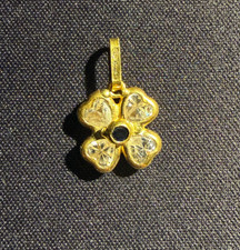 Ciondolo Pendente Charm in ORO Giallo 18 kt 750 -  quadrifoglio portafortuna