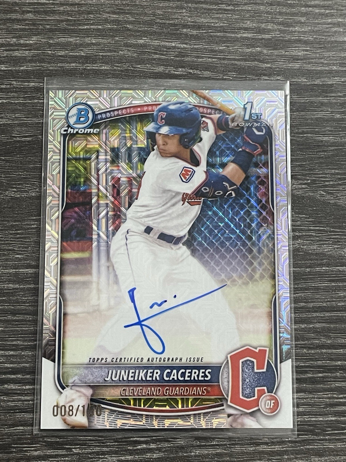 2025 1st Bowman Chrome Juneiker Caceres Refractor Auto HTA /150 Guardians