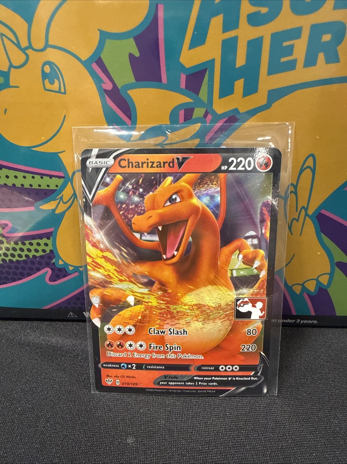 Pokemon Charizard V 19/189 Darkness Ablaze TCG Play Stamp MINT CARD!