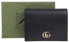NEW GUCCI BLACK LEATHER DOUBLE G CARD CASE FOLD WALLET W/BOX UNISEX