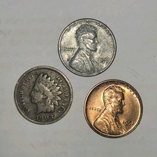 UNITED STATES OF AMERICA SMALL CENT COINS 1903 INDIAN HEAD 1943 1952 LINCOLN