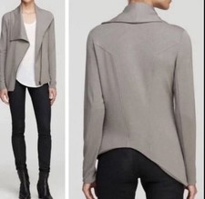 Helmut Lang Gray Asymmetrical Zip Moto Jacket Knit Stretch Size M