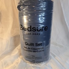 Bedsure King Quilt Set 3-Piece Navy Blue 106x96 Quilt Two 20x36 Shams Lightweigh