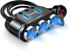 Cargador De Carro Adaptador 3 Socket 3.1A 2 USB Coche Para Phone Tablet Nuevo