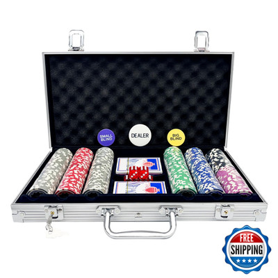 Xapigo Poker Chips Numbers300Pcs Poker Chips Set Aluminum Travel Case11.5 Gram