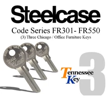 Steelcase Office File Cabinet  (3) Three keys / Codes FR301 - FR550
