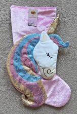 NWT! Cracker Barrel Unicorn Sparkly Sequin Pink Pastel Velvet Christmas Stocking