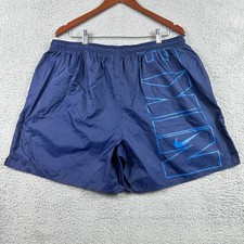 Nike Big Logo Vintage 90s Swim Trunks Mens XXL Navy Blue Mesh Lined Shorts Y2K