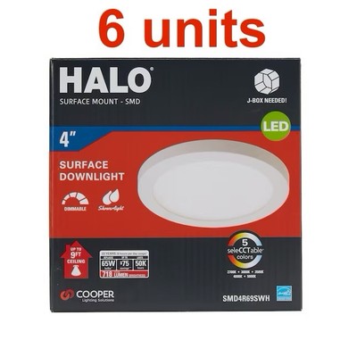 6 Halo SMD4R69SWH 4'' W LED Canless Recessed Downlights