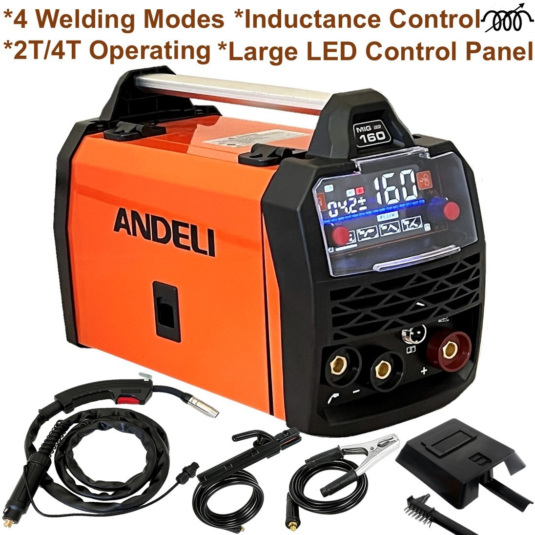 ANDELI 160A MIG Welder Gasless Synergic Inverter Lift-TIG/Stick Welding Machine