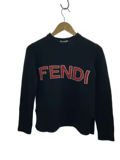 FENDI Wool Knit Sweater/ Thick/ Size 40/ Wool/ Black/ FAE137 A47L