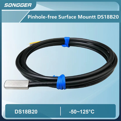 DS18B20 Waterproof Digital Temperature Sensor Probe Teflon Cable Adhesive Flat T