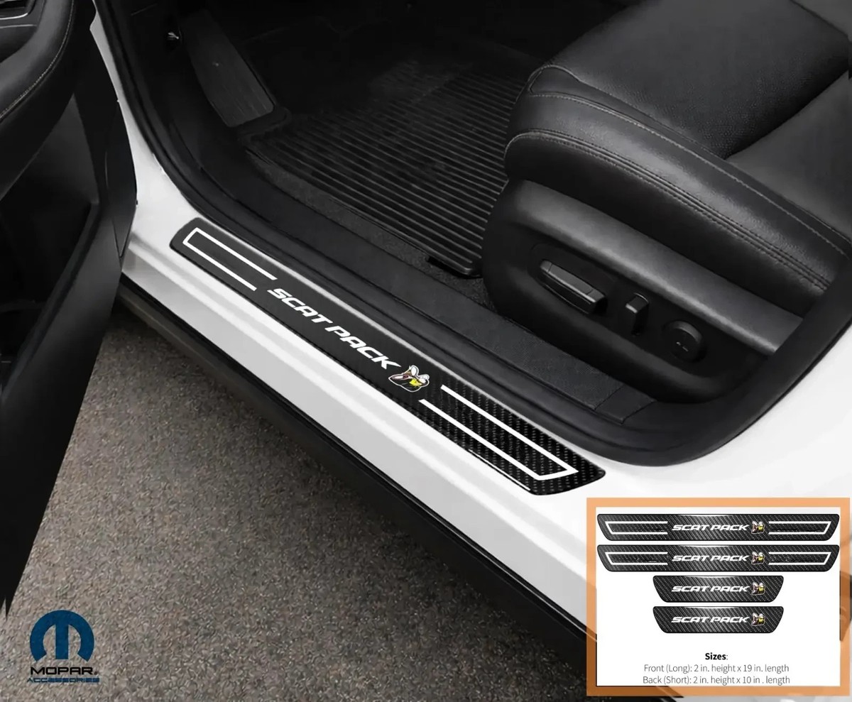 Scat Pack Carbon Fiber Door Sill Cover Pad Set For Dodge