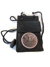 250th US ANNIVERSARY BLACK LEATHER ID / BADGE HOLDER POUCH with lanyard