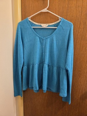 Daily Thread Womens Medium M Blue Pullover Blouse Partial New Tag