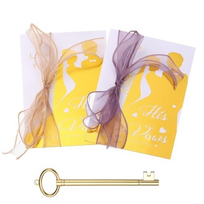 Wedding Vow Card Set, (7.87 x 5.51-Inch, Purple/Gold), Version B