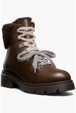 Stivaletti stringati Stuart Weitzman Hudson Lite originali foderati in shearling suola a strappo 6,5