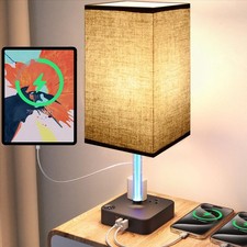 Bedside Table Lamp - Touch 3 Way Dimmable Lamp with 3 USB Charging Ports  2 ...