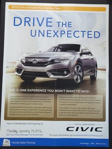 2016 Honda Civic In-Dealer Training Tour Poster 18" X 24"