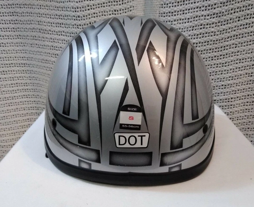 NUEVO THH Gorro Casco T-69 / Aprobado por DOT / Plateado con Negro Tribal / Talla: S Foto 3 de 4