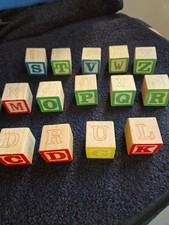 Lot of 16 Vintage ABC Wooden Blocks