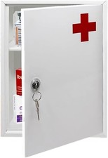 First Aid Medical Cabinet Safe Storage Box with Lock & Key - Use at Home