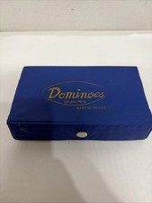 Vintage Dominoes Classic Double- Nine Set 2-4 Players in Blue Vinyl Case