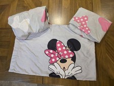 Minnie Mouse Flat Fitted Sheet Twin Bed Set Of 3 Bow Design Gray Disney