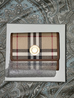 Burberry Womens Lancaster Check Trifold Wallet