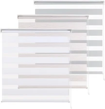 2Pcs Zebra Blinds for Windows Dual Layer Roller Window Shades Light Filtering Sh