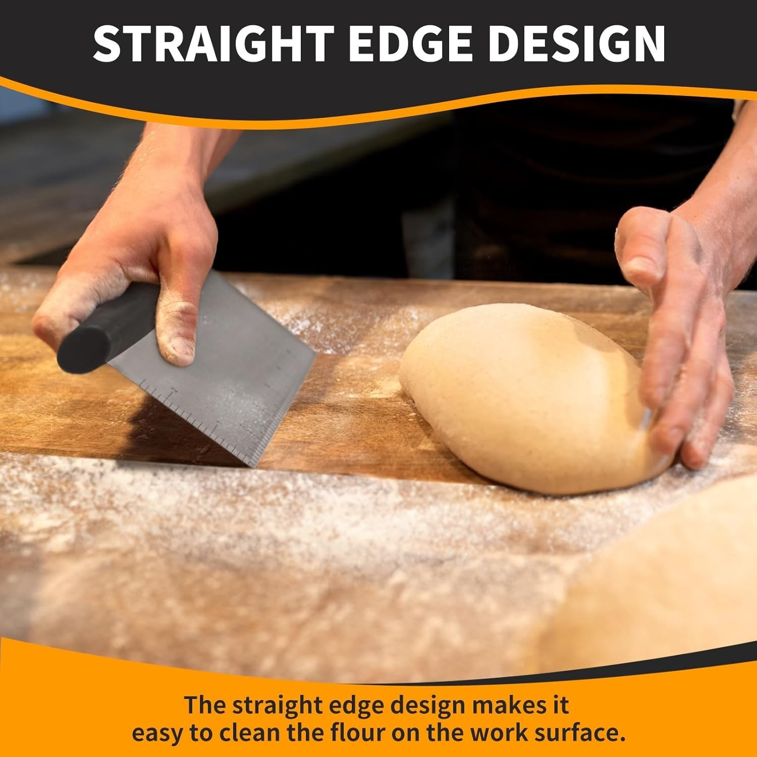 Easy-Clean Dough Cutter & Scraper with Measurement Marks for Accurate Portions