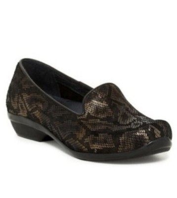 DANSKO Olivia black bronze snake slip on loafers 38 