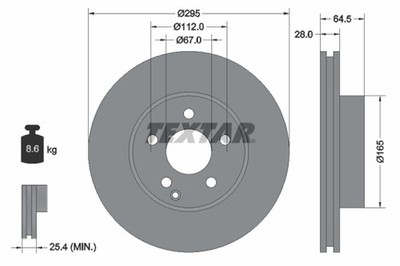 2x TEXTAR Bremsscheibe PRO+ 92163205 für MERCEDES W212 KLASSE W204 C207 S204 SLK