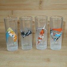 DC Justice League Small Glass Set Batman Aquaman Superman Flash Half Moon Bay 4"