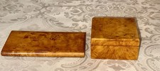 Pair Of Antique Imperial Russian Karelian Birch Wood Faberge Cigarette Cases