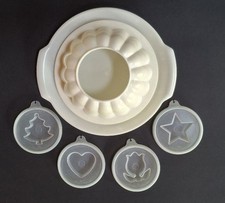 Vtg Tupperware Jello Mold Set with 4 Design Seals & Tray Made in the USA