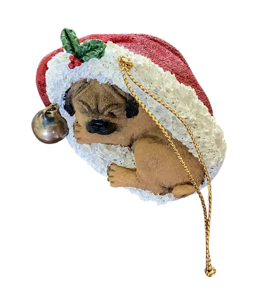 Tree Hat One Danbury Mint Pug Puppy Dog Christmas Tree Ornament Asleep in Santa’s ...
