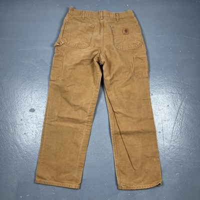 Carhartt Mens Canvas Carpenter Pants Brown 34x32 B11-BRN Casual Workwear EUC