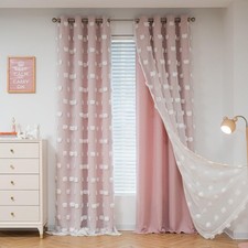 Pink Curtains for Girls Bedroom 84 Inches Long Blackout Nursery Curtains Doub...