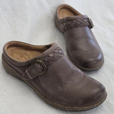 Aetrex Libby Women Mules Sz 9 Clogs Brown Braided Leather Comfort Boho Modest