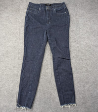 Judy Blue Skinny Jeans Womens 31" Dark Wash Distressed Hem Stretch Comfort Raw